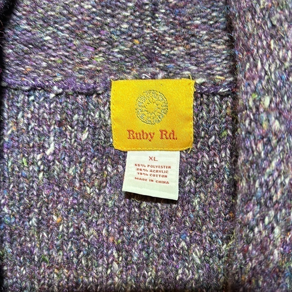 Ruby Rd. Purple Fringe Cardigan - Picture 2 of 10
